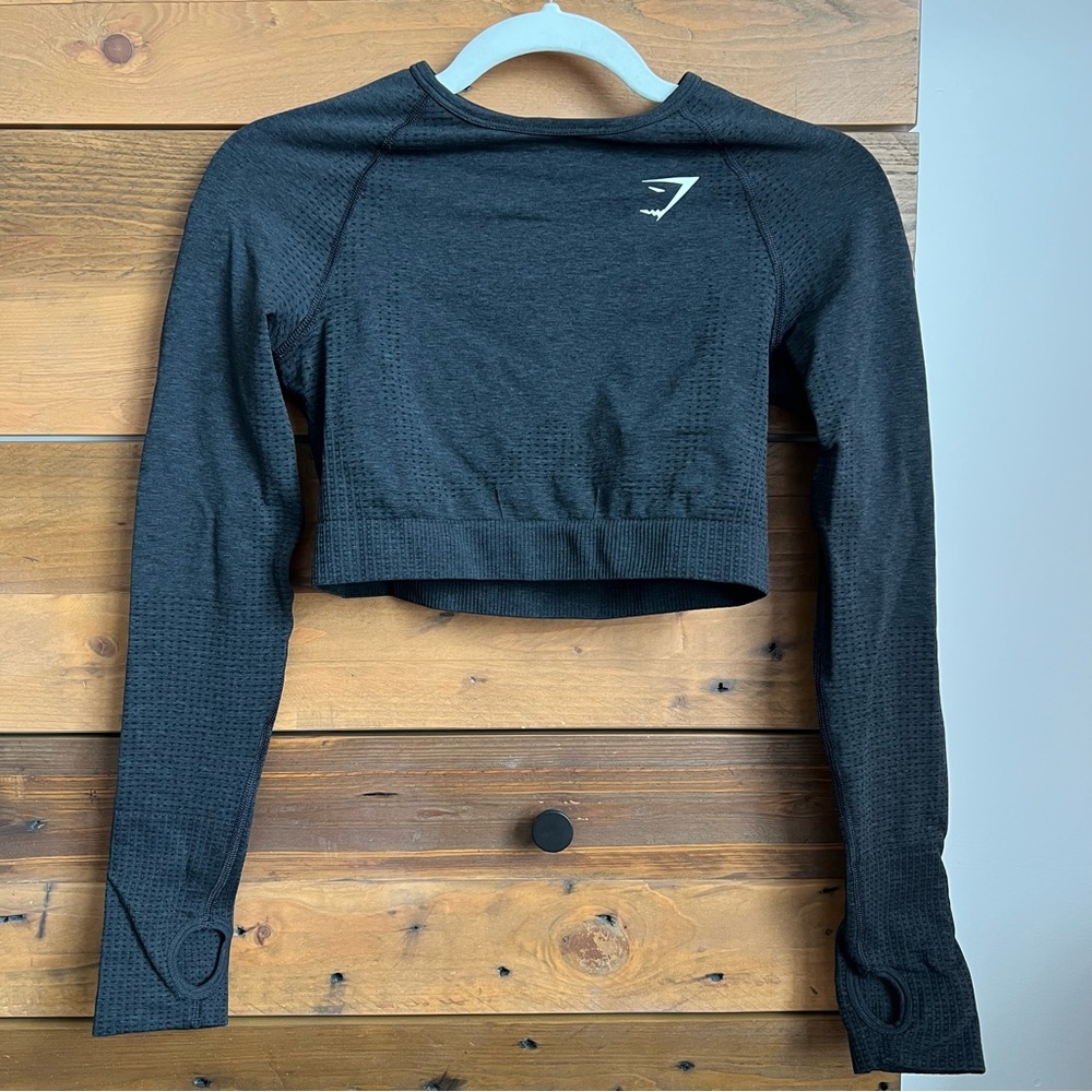 Gymshark Vital Seamless Black Long Sleeve Crop Top